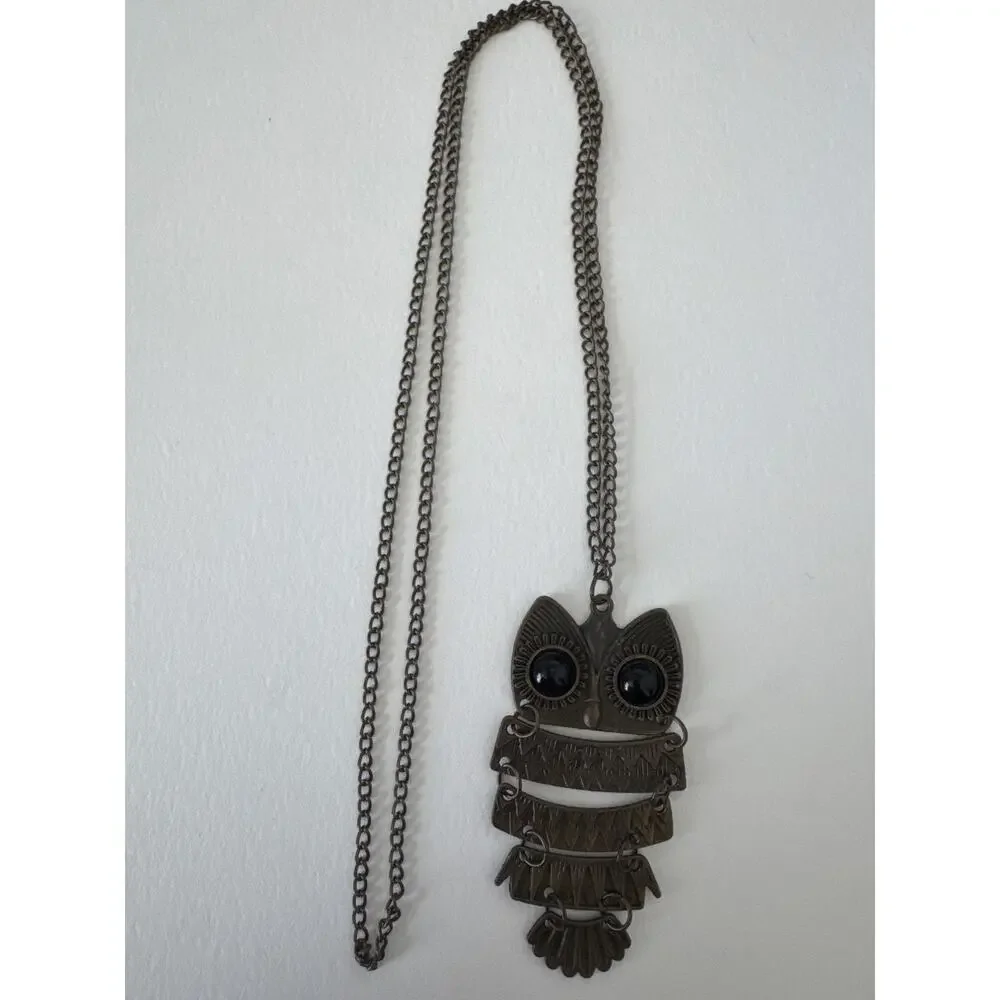 Vintage 2000s Articulated Owl Pendant Necklace